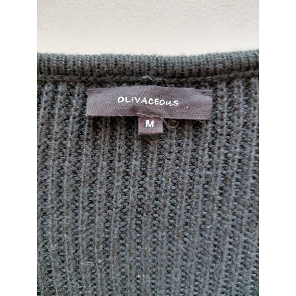 Oliveaceous Womens Ribbed V-Neck Sweater M Black Cotton,Viscose Blend & Wool - Picture 4 of 7